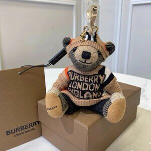 Burberry Gray and Black Teddy Bear Keychain